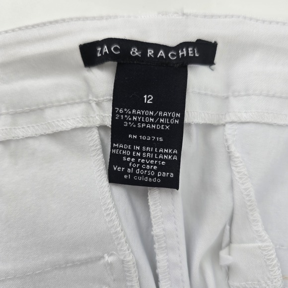 Zac & Rachel Womens Optic White Stretch Ankle Pants (capris) Size 12 NWT - Picture 5 of 7